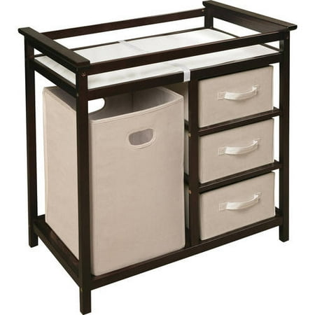 Badger Basket Modern Changing Table with 3 Baskets and Hamper, Choose Your Finish