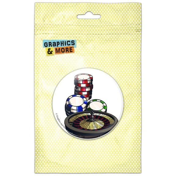Roulette Wheel Table Poker Chips Gambling Vegas Refrigerator Button Magnet
