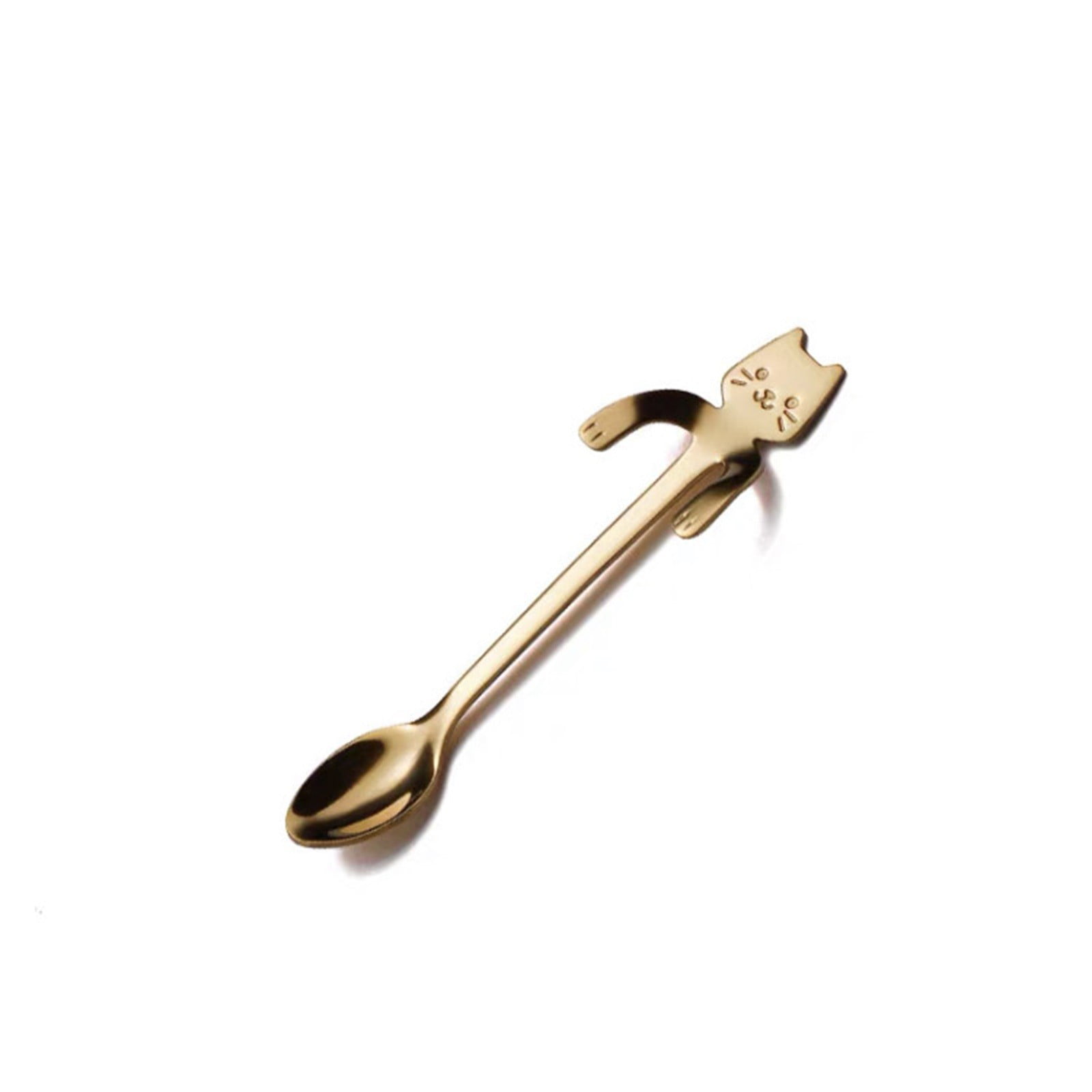 Cute Cat Spoon Long Handle Spoons Flatware Coffee Drinking Tool Kitchen Gadget Silver