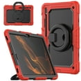 thumbnail image 2 of for Samsung Galaxy Tab S8+ Plus/S7 FE/S7+ Plus Case 12.4 inch, 360 Rotating Shockproof Cover with Stand, Handle, Shoulder Strap (SM-X800/T730/T970), Red, 2 of 7