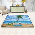 thumbnail image 2 of Dreamtimes Summer Sandy Beach Area Rug, 36"x24" Tropical Palm Non-Slip Washable Indoor Door Mat, Absorbent Floor Mat for Bedroom Kitchen Entryway Bathroom, 2 of 7