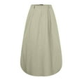 thumbnail image 6 of QATAINLAV Women's Maxi Skirt Pleated Flowy Button High Waisted Skirts Casual Loose Plus Size Clothes with Pockets, Beige, XXXL, Gifts for Mom, 6 of 8