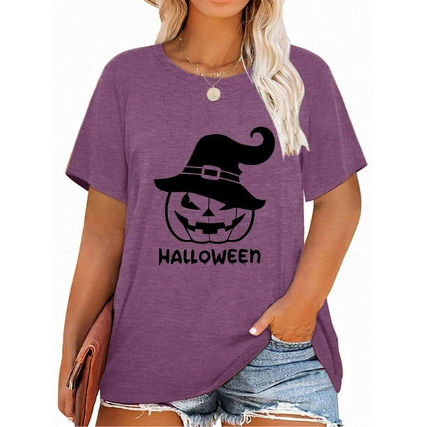 XCHQRTI Halloween Shirts for Women Hocus Pocus Plus Size Tshirt