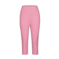 thumbnail image 5 of Timegard Capri Leggings for Women Summer Beach Vacation Casual Slim Comfy Side Lace Elastic Waist Crop Pants, 5 of 6