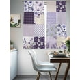 thumbnail image 4 of Spring Floral Sheer Curtains 72 Inch Length 2 Panels Set, Dark Purple Flowers Patchwork Grid Bohemia Voile Window Treatment Rod Pocket Curtains Sheers Drapes for Bedroom/Living Room/Kitchen 52"x72"x2, 4 of 7