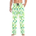thumbnail image 5 of Green and White Geometric Lattice Men's Pajama Pants Cotton Long Sleepwear Lounge Pants S, 5 of 7