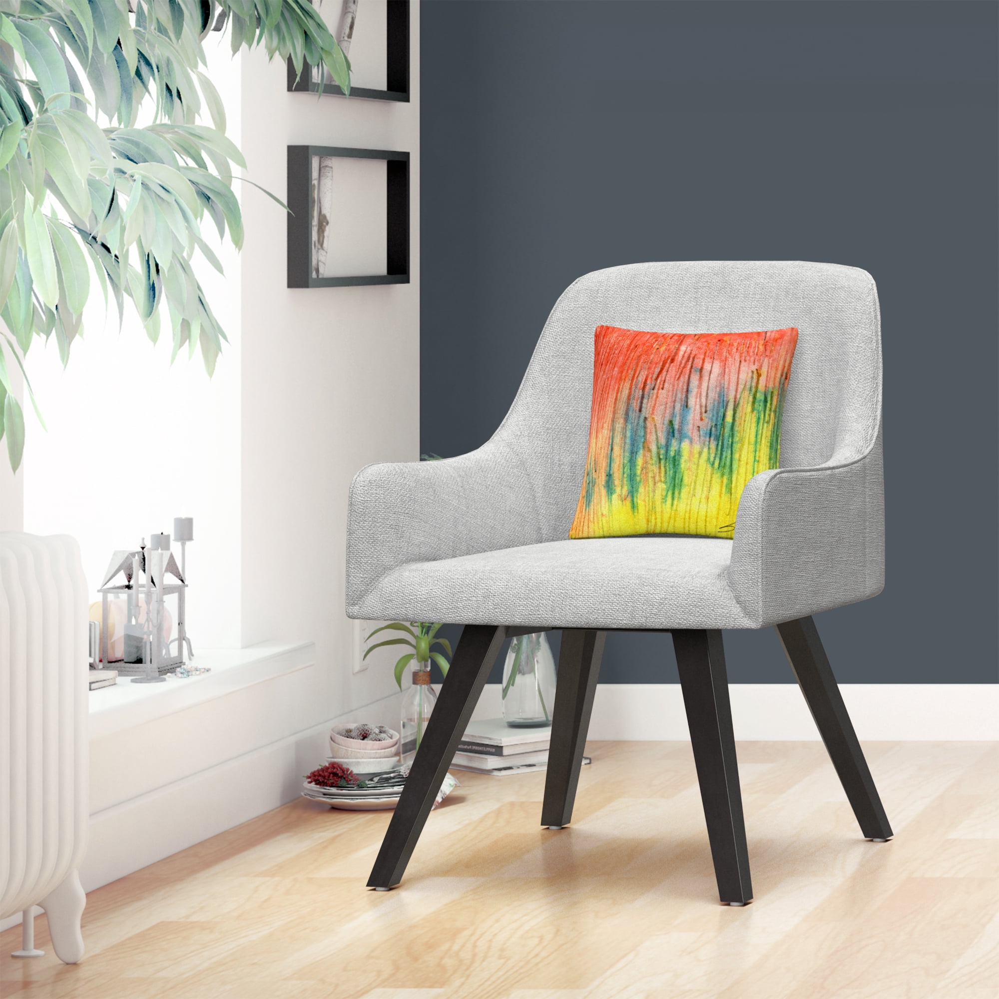 Zigs Zag' Red Yellow Abstract By Anthony Sikich 16 X 16 Decorative Throw Pillow
