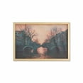 thumbnail image 1 of Landscape Wall Art with Frame, Evening in Amsterdam Netherlands Scandinavian Aurora Borealis River Bridge Image, Printed Fabric Poster for Bathroom Living Room, 35" x 23", Pink Grey, by Ambesonne, 1 of 2