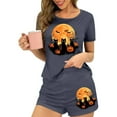 thumbnail image 7 of Qepwscx Women's Pajamas Sets 2 Piece Halloween Crew Neck Crop Short Sleeve Sleepwear Pjs + Elastic Waist Shorts Lightweight Shirt Graphic Tops Pajama Sets Summer Going Out Outfits Loungewear M-XL, 7 of 7