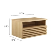 Modway Render 1-Drawer Wall-Mount Modern Wood Nightstand in Oak