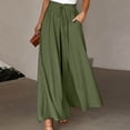 thumbnail image 2 of jiaxiM Linen Pants Women Tall High Waisted Wide Leg Cotton Palazzo Pants for Women Drawstring Baggy Work Trousers for Women Women Lounge Pants with Pockets Vacation Outfits, 2 of 6