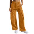 thumbnail image 2 of Gibobby Pantalones tipo cargo mujer Pantalones casuales de jeans de trabajo con múltiples bolsillos de color sólido para mujer(Rojo,M), 2 of 4