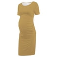 thumbnail image 7 of Maternity Dress for Photo Shoot, Off Shoulder Pleated Mid Calf Dress, Soft Stretch Jersey for Pregnancy, Baby Shower & Casual Wear, 7 of 7