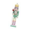 thumbnail image 4 of Accesorios de diseño de escena de cascanueces de madera Figuras de cascanueces para Navidad abrigo verde, 4 of 9