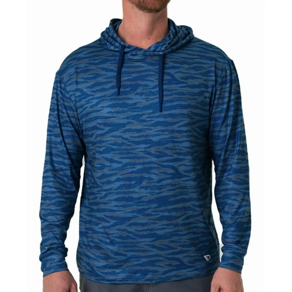 Burlebo Men's Long Sleeve Hoodie Sweatshirt (Navy Tiger Stripe Camo, Small)