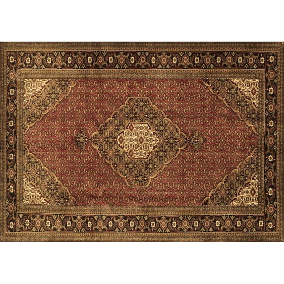 Ahgly Company Indoor Rectangle Medallion Brown Traditional Area Rugs, 2' x 4'