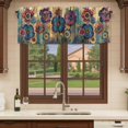 thumbnail image 6 of Vintage Purple Floral Curtain Valances for Windows, Kitchen Valance Window Treatments Panel 2 Pack, Retro Flowers Ethnic Abstract Art Rod Pocket Short Curtains for Bathroom Bedroom 60 x 18 Inch, 6 of 8