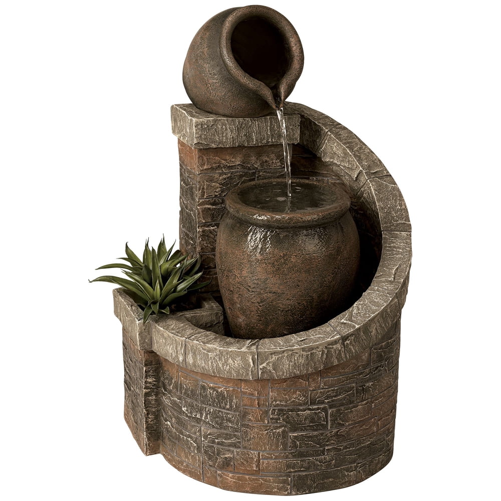 John Timberland Rustic Outdoor Floor Water Fountain with Light LED 35