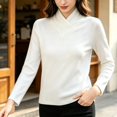 thumbnail image 6 of Vinsonshop Long Sleeve Fleece Lined Tops Women Wrap V Neck Turtleneck Slim Fit Thermal Base Layer Casual Winter Warm Shirts Fall Fashion White XXL, 6 of 9