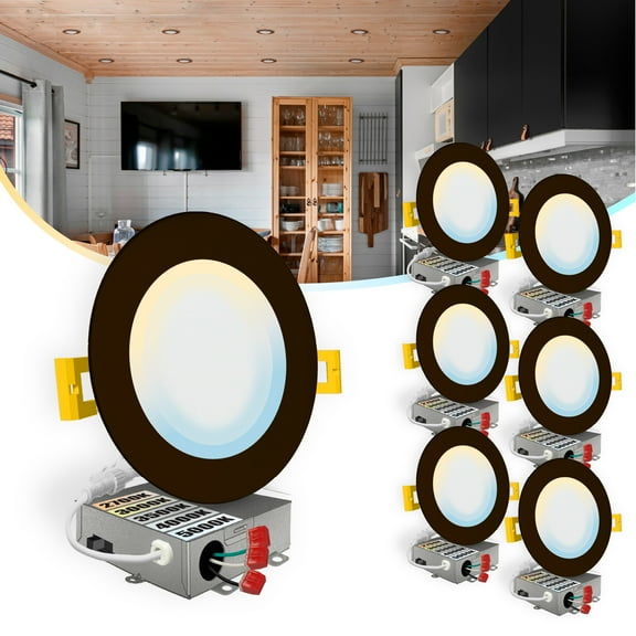 NuWatt 6'' Ultra Slim Selectable CCT New Construction IC LED Canless Recessed Lighting Kit