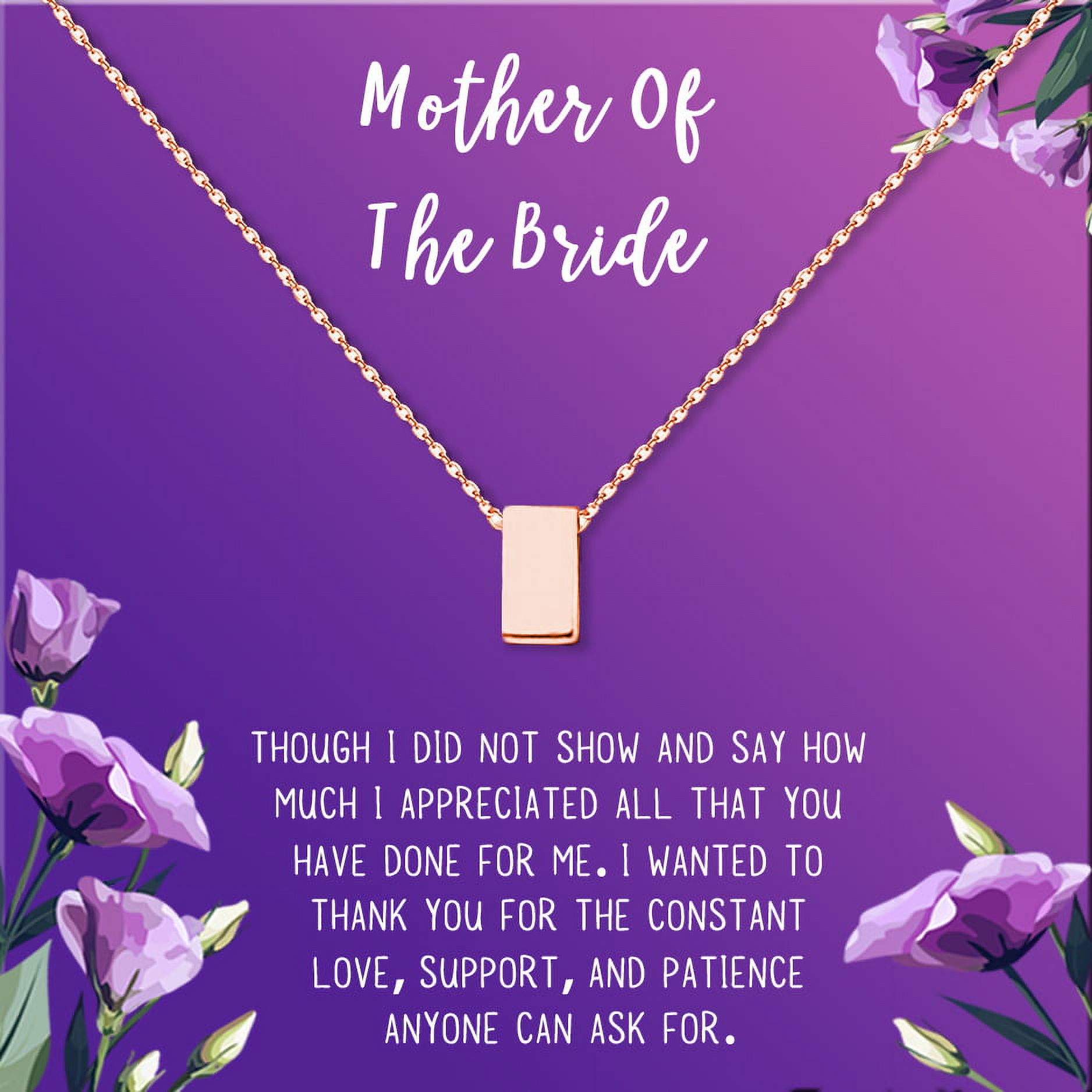 Mother of the Bride Mother's Day Gift, Jewelry Gift for Mother in Law, Necklace and Card Gift Set, Gift for Mom, Gift for Her, Jewelry for Mom, Thank you Gift [Rose Gold Cube,Purple Gradient]