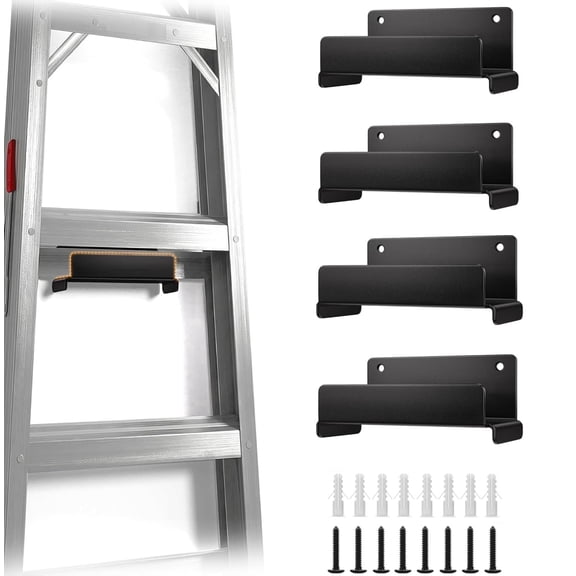 Garage Wall Storage Hooks (4) – Heavy‑Duty Metal Rack for Ladders & Outdoor Gear