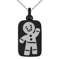 thumbnail image 1 of Black Stainless Steel Gingerbread Man Engraved Small Rectangle Dog Tag Charm Pendant Necklace, 1 of 1