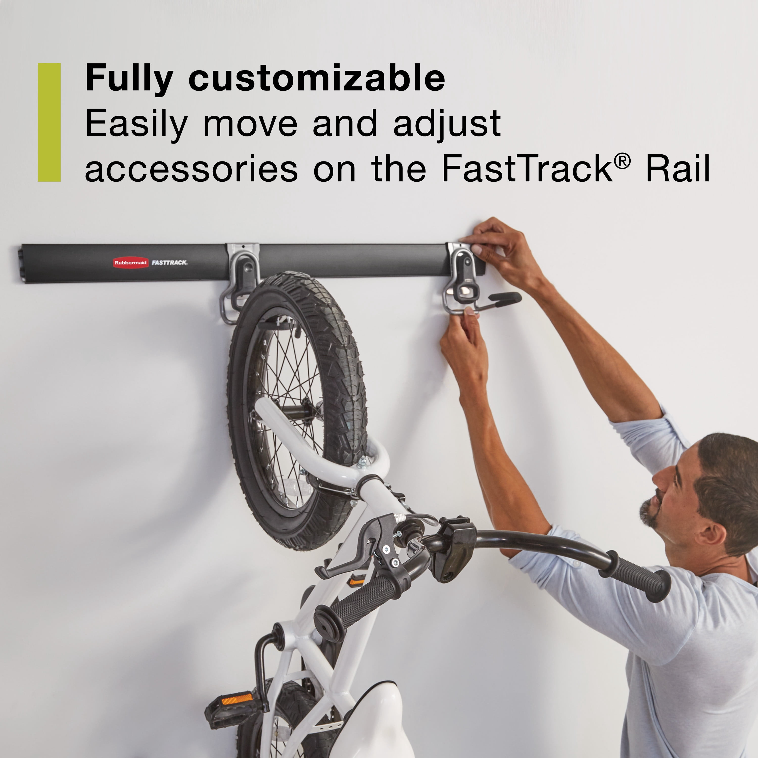 (3 pack) Rubbermaid Garage FastTrack Bike Kit, 3-Piece Bike Kit, Black/Grey