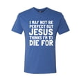 thumbnail image 2 of I May Not Be Perfect But Jesus Thinks I'm To Die For | Mens Inspirational/Christian Premium Tri Blend T-Shirt, Vintage Royal, Medium, 2 of 3