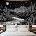 thumbnail image 2 of Gojian Black and White Tapestry Starry Night Mountain Tapestries for Bedroom Aesthetic Moon and Stars Tapastry's Wall Hanging Dark Nature Forest Wall Tapestry for Living Room Dorm, 2 of 6