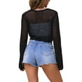 thumbnail image 3 of INSPIRE CHIC Crochet Cropped Cardigan for Women's Long Sleeve Tie Front Bolero Shrug XS Black, 3 of 6