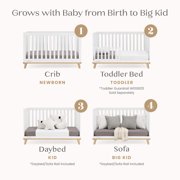 Delta Children Frankie 4-in-1 Convertible Crib - Greenguard Gold Certified, Bianca White with Natural