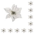 thumbnail image 3 of Wosthever Pack of 10 Christmas Glitter Flowers Year Heads Gifts Tree Xmas Ornaments Decoration New Simulation Artificial Flower Plata 10Conjunto, 3 of 6