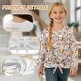 thumbnail image 6 of Xoenoiee Guinea Pig Flower Print Girls Casual Tunic Tops Long Sleeve Loose Soft Blouse Fall Clothes T-Shirt Tie Front Knot Tops Pullover Sweatshirt, 5-6 Year, 6 of 7
