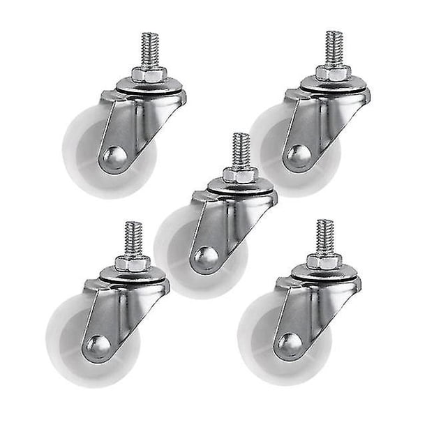 5 unids/lote de ruedas de 1,5 pulgadas, tornillo blanco Pp, rueda de marco de pantalla Universal M6 de diámetro de rodillo de 4cm