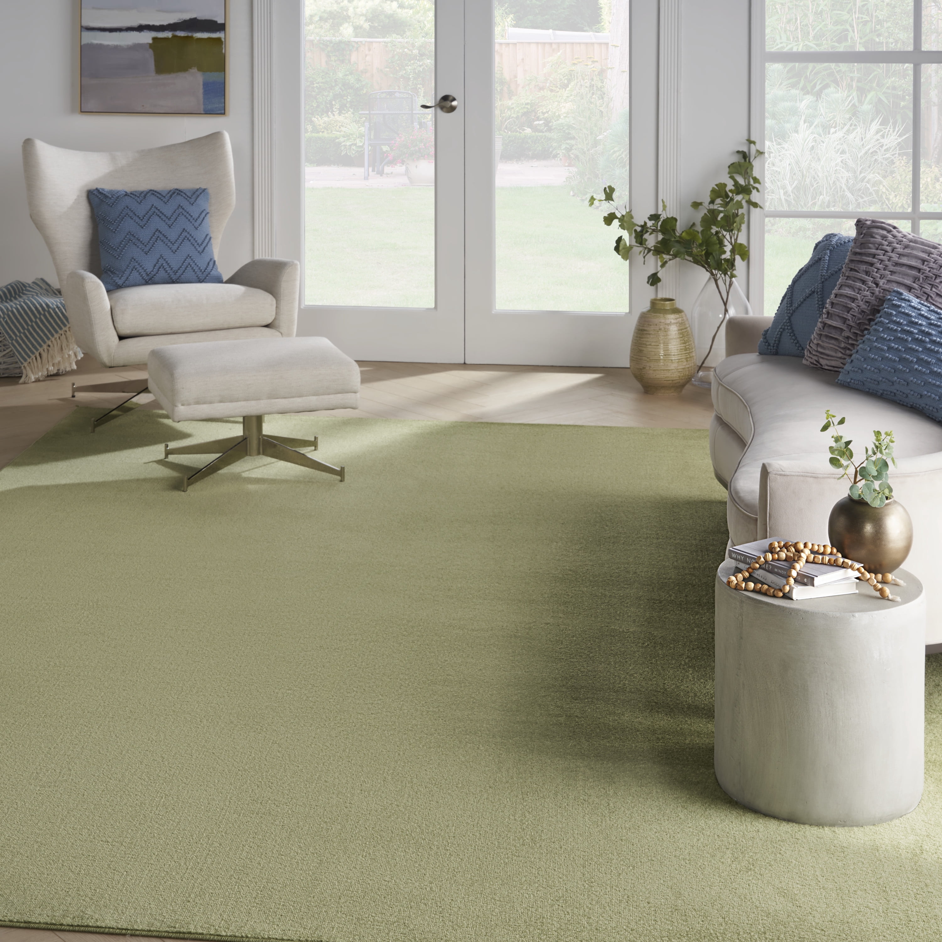 Noursion Essentials Solid Contemporary Green 9' x 12' Area Rug, (9' x