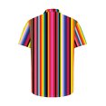 thumbnail image 5 of ZQUUVOU Men's T-Shirt Stripe Casual Short Sleeve Turndown Collar Button Shirt (D-Multicolor,3XL), 5 of 5