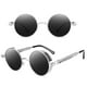 thumbnail image 3 of Gafas de sol redondas góticas Steampunk Gafas de lentes redondas Hombres Mujeres Gris plateado Gris-plata Hugo Gafas de sol retro, 3 of 4