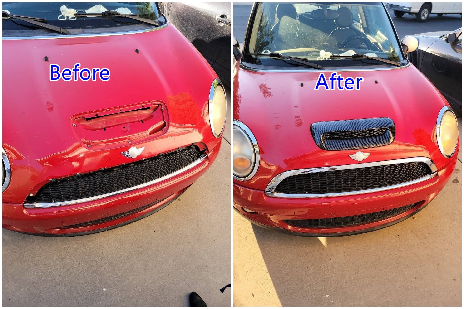 ECOTRIC Hood Scoop Compatible with 2007-2013 Mini Cooper S R55 R56 R57 R58 R59 Air Intake Vent Carbon Fiber Printing