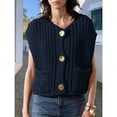 thumbnail image 3 of Women’s Fall Chunky Knit Crochet Vest  Cropped Sleeveless Sweater with Gold Buttons Stylish Cardigan Outerwear, 3 of 7