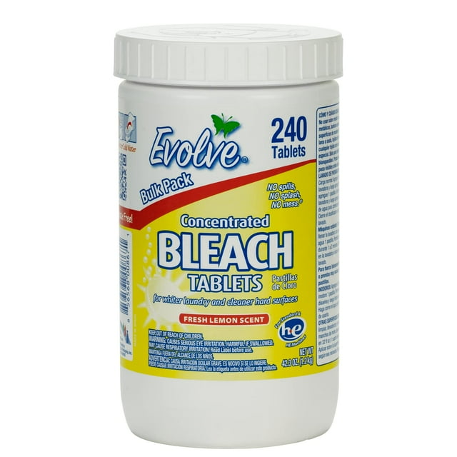 Evolve Tableta de blanqueador concentrado Tamaño a granel 240 tabletas 1 paquete Limón fresco