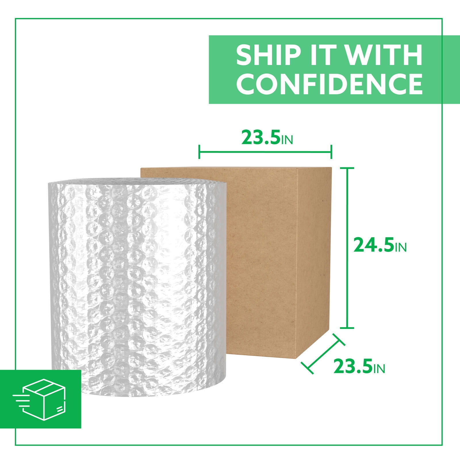 Bubble Cushion Roll, 24" x 100', 1/2" Extra Large Bubbles, Bulk Protective Packaging, 1 Roll