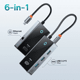 thumbnail image 3 of Adaptador Baseus USB C HUB 4K 60Hz Tipo C a HDMI RJ45 PD 100W para Macbook iPad Pro Air M2 M1 Sumsang PC Accesorios HUB USB 3.0, 3 of 5