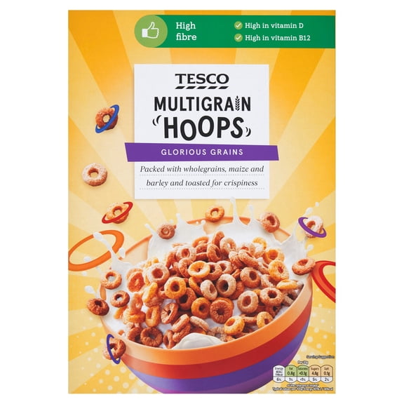 Tesco Multigrain Hoops Cereal 375G, Imported from Britain