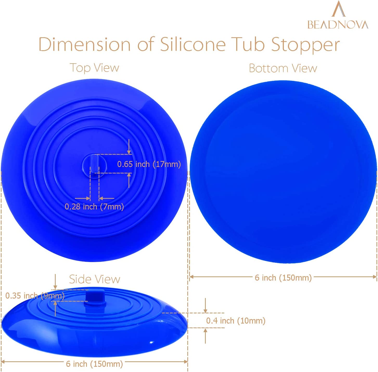 Bathtub Drain Cover 2 Pack, Altalsby Silicone Bathtub Stoppers, 6 Inches Universal Bath Tub Stopper Replacement, Drain Plug Hair Stopper with Strong