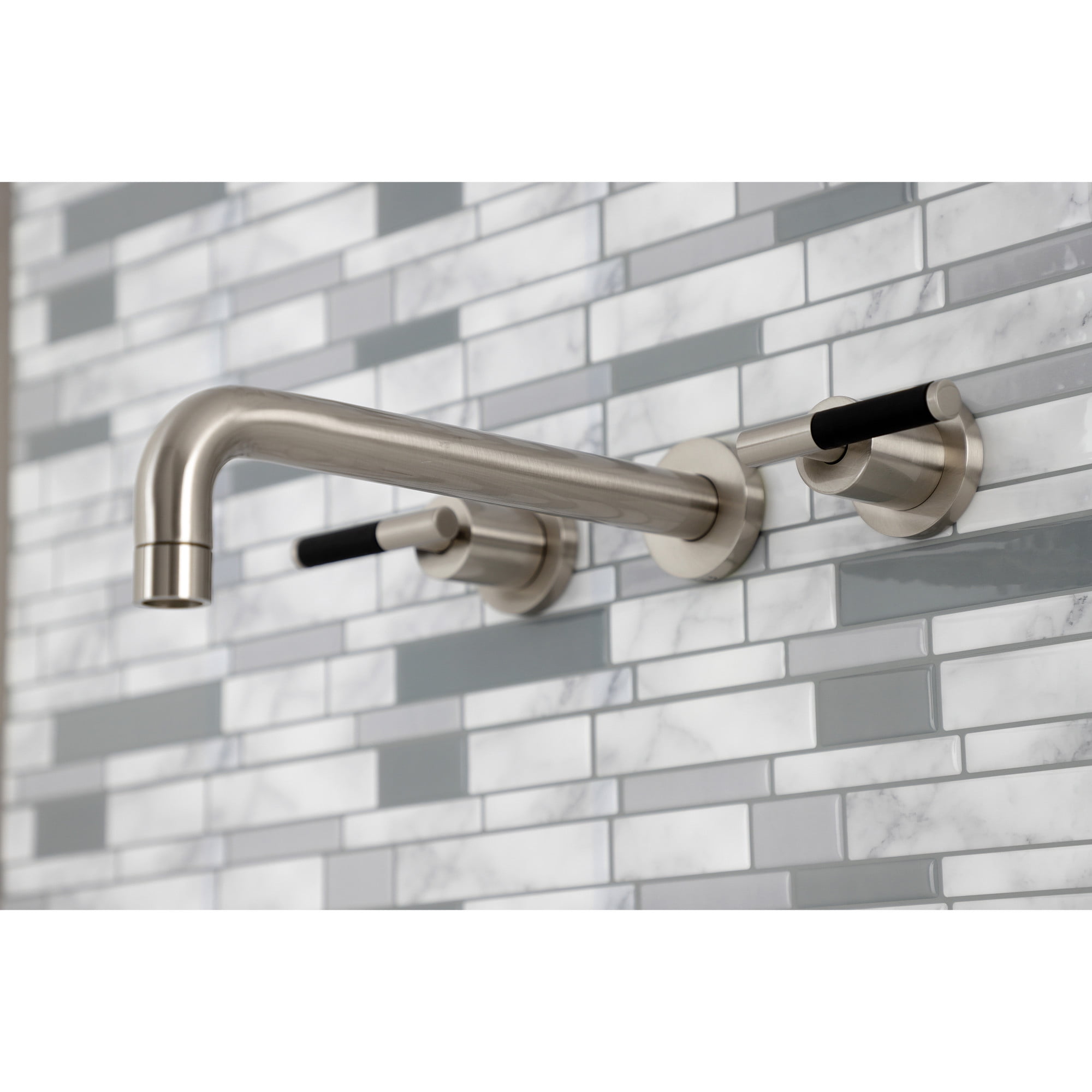 Kingston Brass KS8028CKL Kaiser Two-Handle 3-Hole Wall Mount Roman Tub Faucet in Brushed Nickel