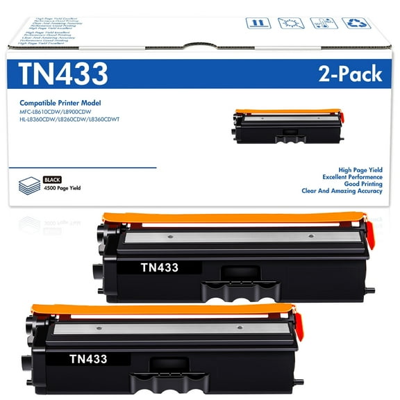 TN433 Catch Supplies Compatible Black Toner for Brother TN433 TN431 TN436 HL-L8360CDW MFC-L8900CDW HL-L8260CDW L8360CDWT MFC-L8610CDW Printer Ink (2K,2Pack)