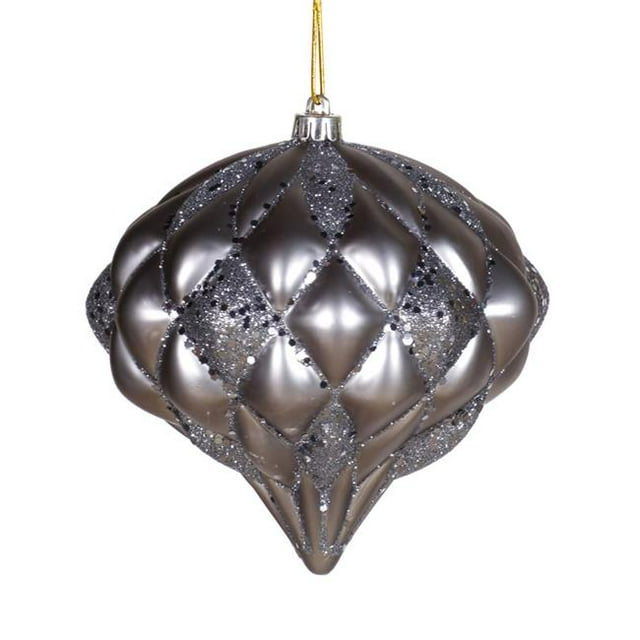 Vickerman M112287 5.7 in. Pewter Matte Glitter Diamond Ornament