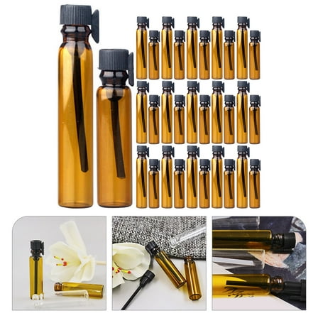 GOOHOCHY  50 Pcs Sub Bottles with Dropper Oil Vial Travel Light Brown