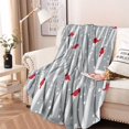 thumbnail image 2 of Gray Christmas Cardinal Bird Pattern Round Blanket,Comfortable Soft Flannel Throw Blanket,All Season,Warm Lightweight Blankets for Sofa Bed Couch Living Room Chair 47"x47", 2 of 5